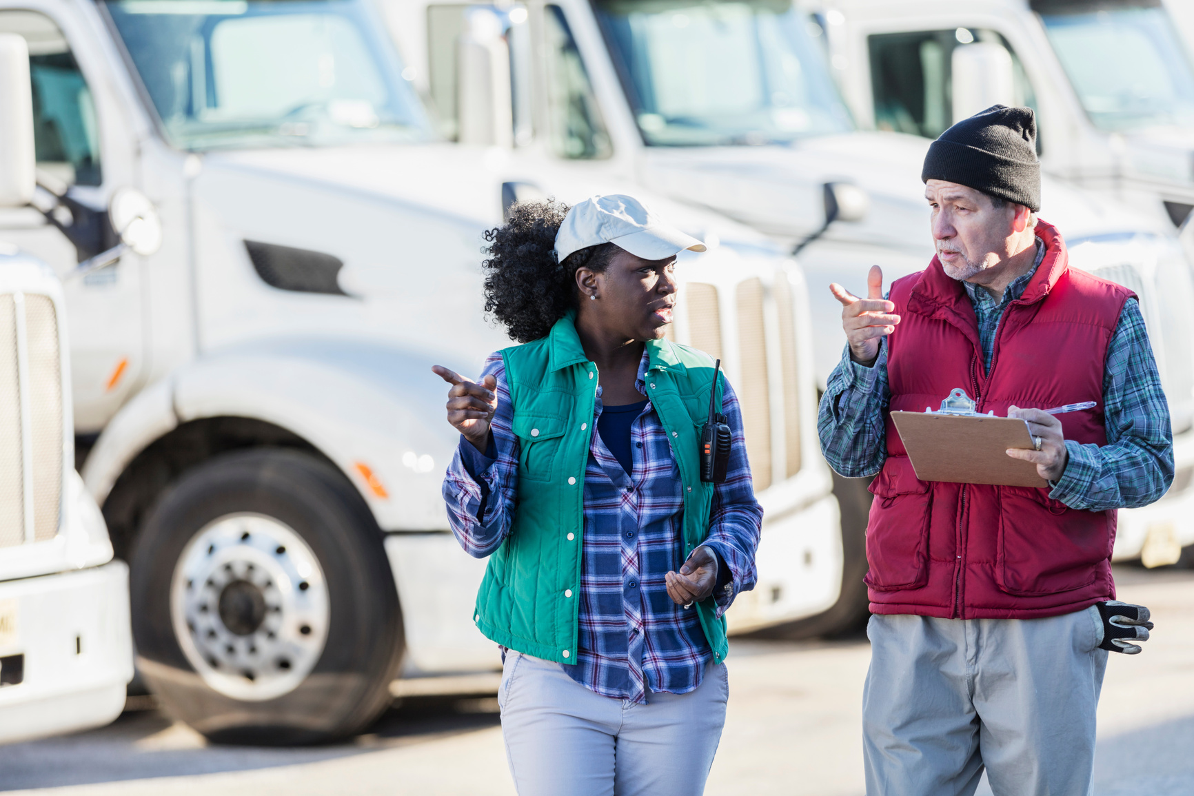 Truck drivers with fleet of semi-trucks